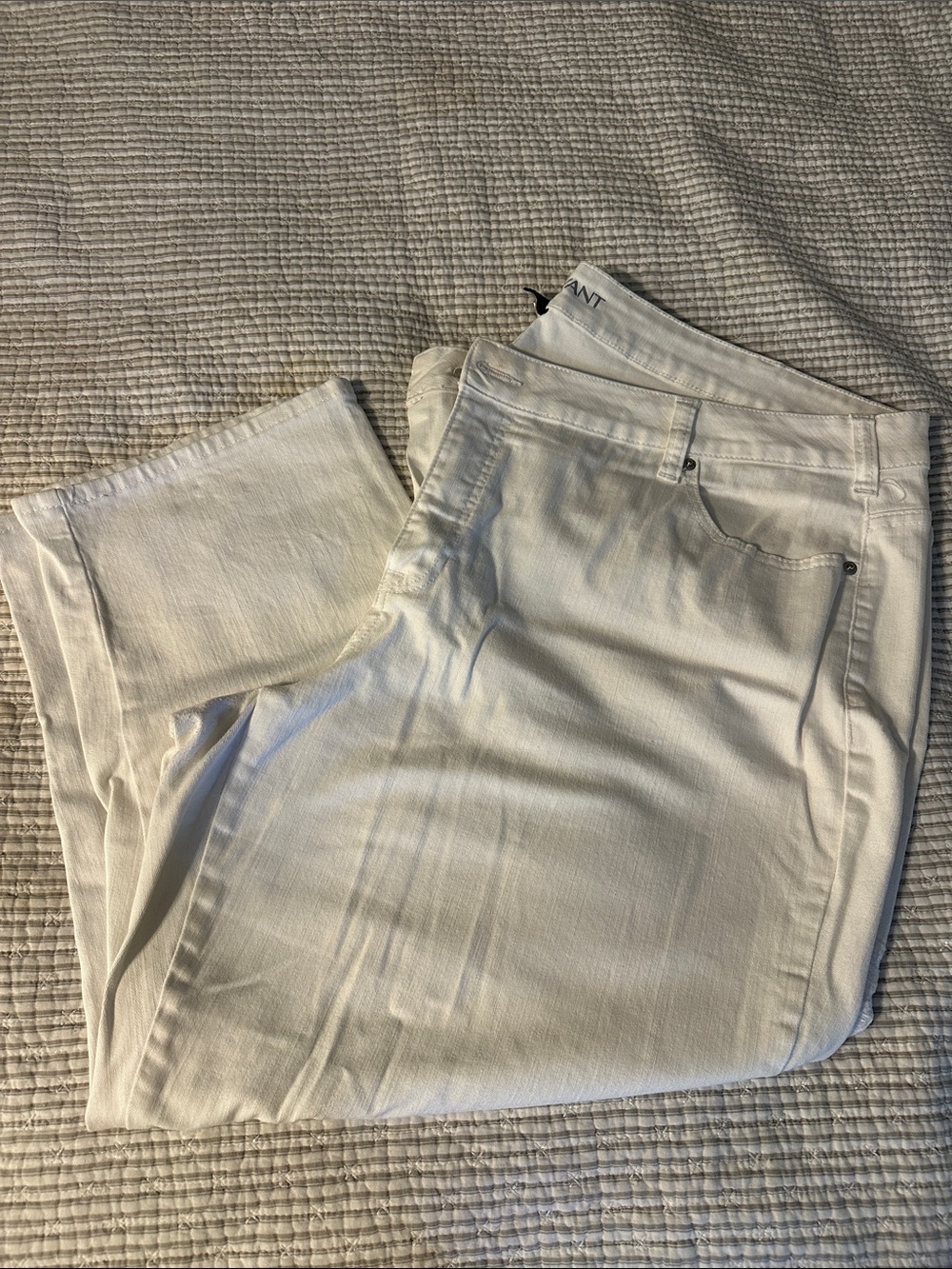 Lane Bryant White Cropped Straight-Leg Jeans